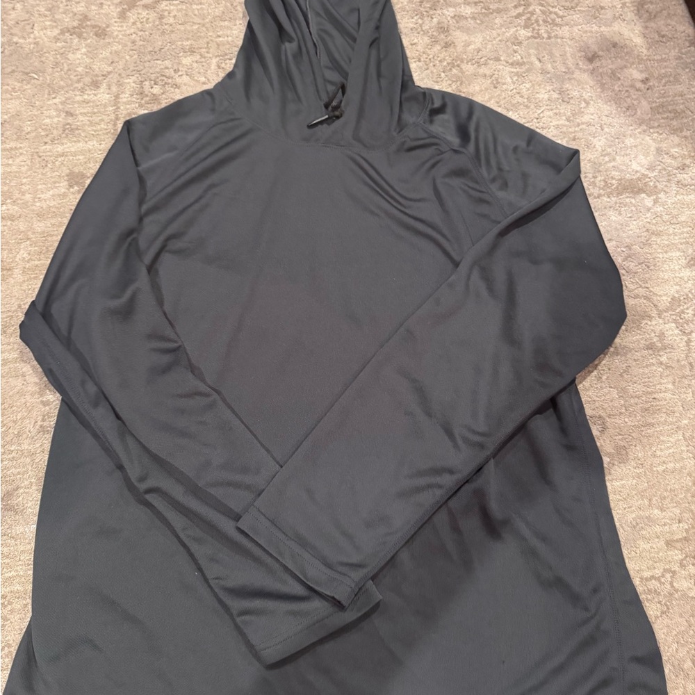 Black Hooded Long Sleeve Shirt